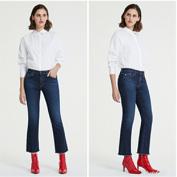 Ag Adriano Goldschmied Denim - AG The Jodi Crop Blue Jeans High Rise Flare 30 R